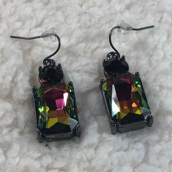 Stone multicolored shiny earrings, very pretty! NEW - Picture 7 of 7